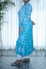 Heer Blizzard Blue Ombre Muslin Kurti