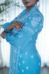 Heer Blizzard Blue Ombre Muslin Kurti