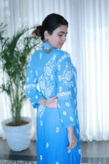Heer Persian Blue Ombre Muslin Kurti