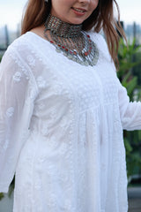 Ezzah White Ombre Muslin Short Top