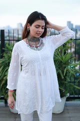 Ezzah White Ombre Muslin Short Top