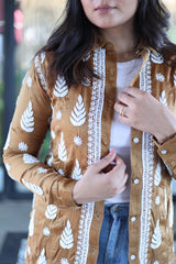 Zohra Sepia Brown Satin Shirt Shrug