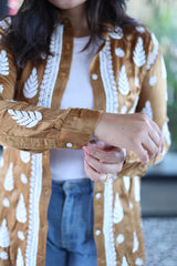Zohra Sepia Brown Satin Shirt Shrug