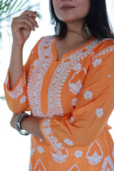 Guzaarish Orange Muslin Jaal Kurti