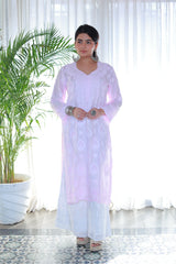 Guzaarish Lilac Muslin Jaal Kurti