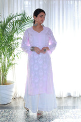 Guzaarish Lilac Muslin Jaal Kurti