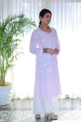 Guzaarish Lilac Muslin Jaal Kurti