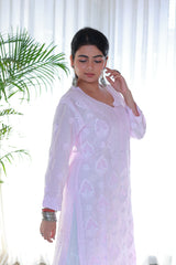 Guzaarish Lilac Muslin Jaal Kurti