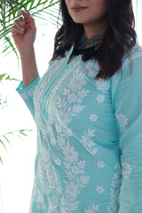 Sana Sea Blue Linen Slub Cotton