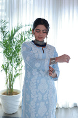 Sana Powder Blue Linen Slub Cotton