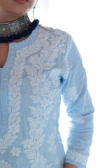 Sana Powder Blue Linen Slub Cotton