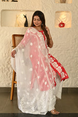 Chiffon Embroideried White Dupatta