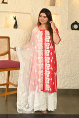 Chiffon Embroideried White Dupatta