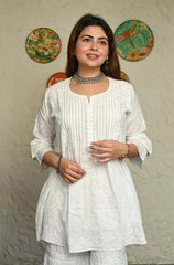 Israh Mul Cotton Top With Bell Sleeves & Mukesh Work