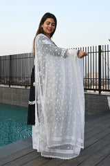 Chiffon Embroideried White Dupatta