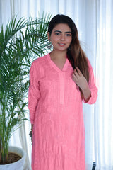 Seher Rose Pink Muslin Kurti