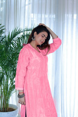Seher Rose Pink Muslin Kurti