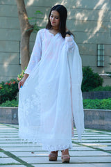 White Kota Dupatta