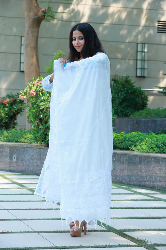 White Kota Dupatta