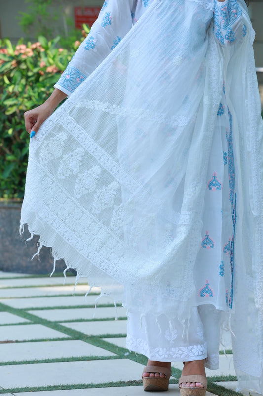 White Kota Dupatta