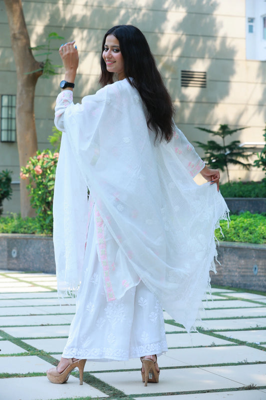 White Kota Dupatta
