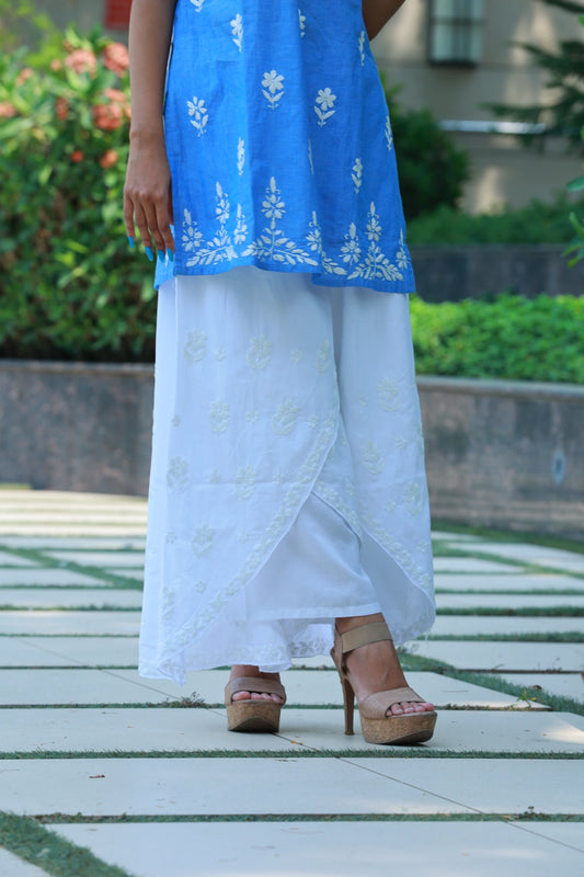 Cotton Double Layer White Plazo