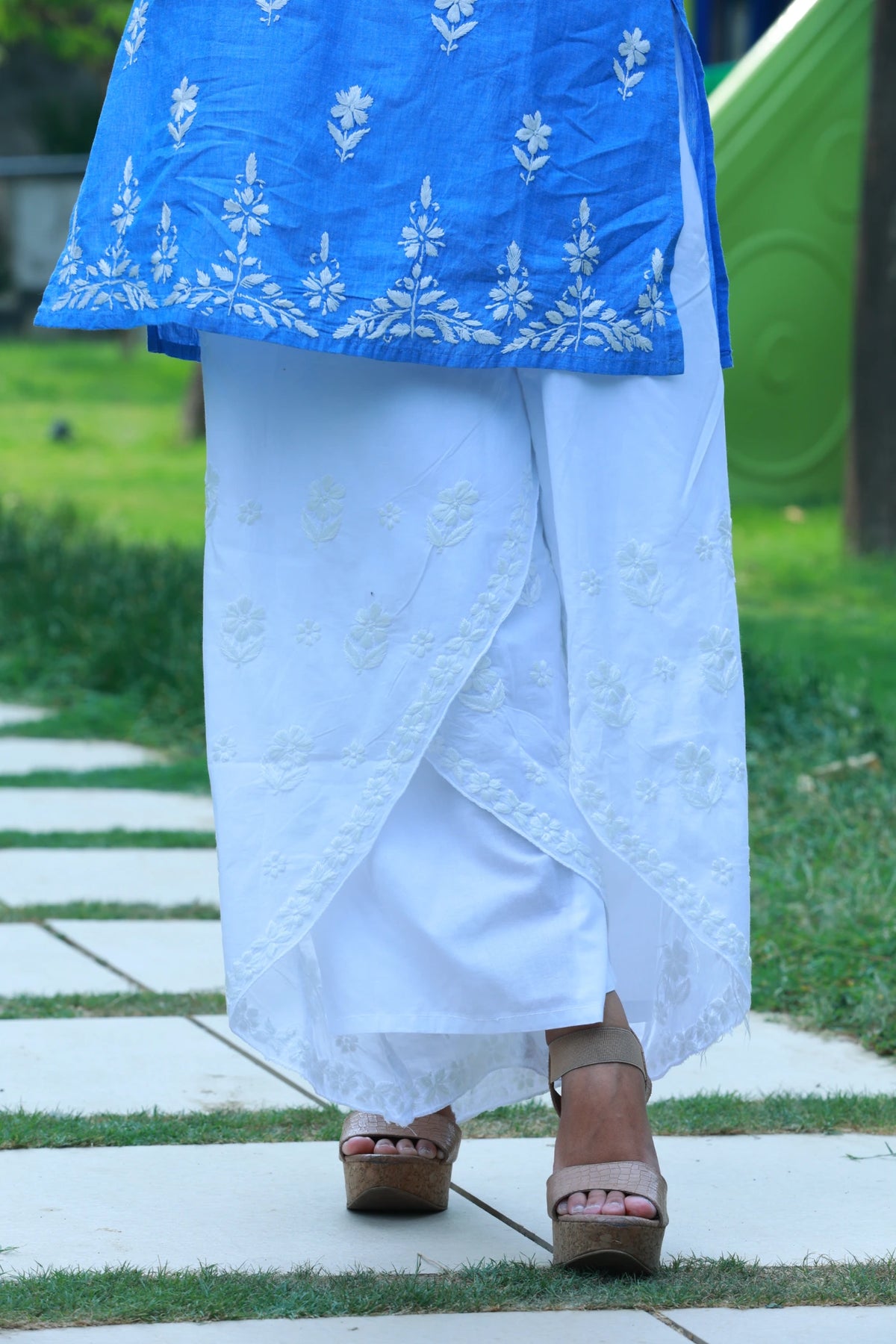 Cotton Double Layer White Plazo