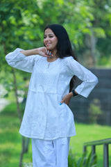 Off White Chanderi Short Top