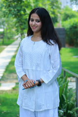 Off White Chanderi Short Top