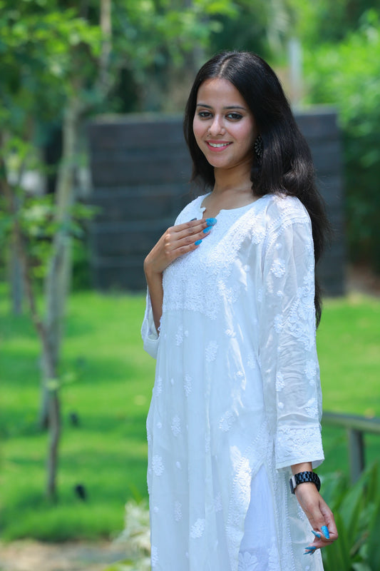 Nida Pure White Viscose Kurti