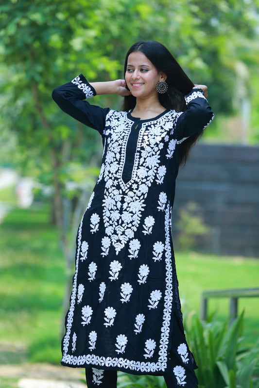 Mehroon Black White Modal Co-Ord Set