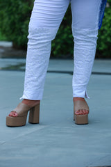 Knee Embroidery Cotton Pants With Pockets B2