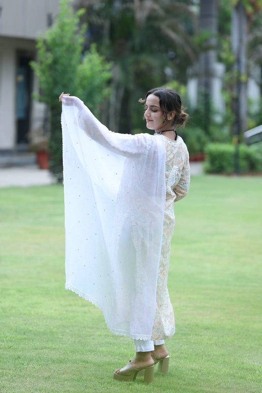 Mukesh Chiffon Dupatta With Lace