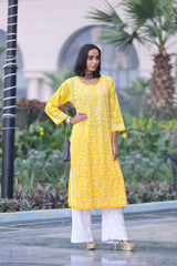 Heba Ombre Yellow Mul Cotton Kurti
