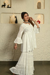 Masakali Mul Cotton Short Top With Bell Sleeves