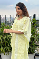 Hanya Yellow Mul Cotton Kaftan